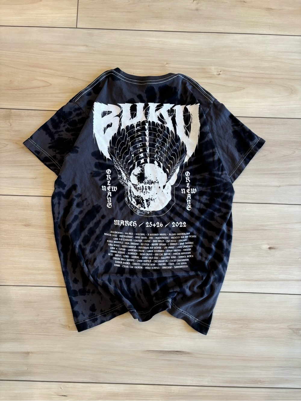 Buku Festival New Orleans 2022 Rave Trippy tie dye concert band tee